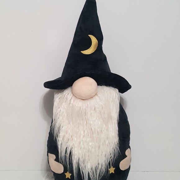 NEW RARE Pottery Barn Halloween Velvet Wizard Gnome Shaped Pillow 8" w x 23" h - Picture 2 of 6
